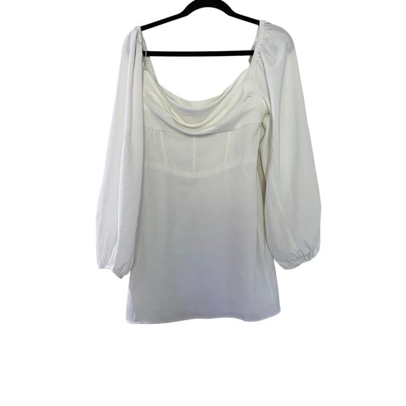 Princess Polly LILLIE LONG SLEEVE MINI DRESS WHITE sz 8 - Picture 1 of 6